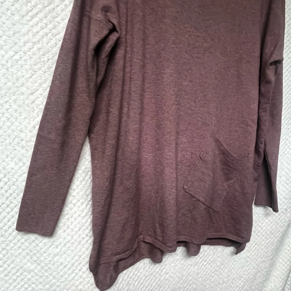 Altar'd State Womens Deep Plum Tunic Sweater Relaxed Fit Patch Pocket Boho S/M - Picture 7 of 11